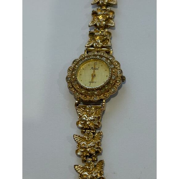 Vintage Ariel Angels Gold Tone Watch Rhinestones Not Tested - Picture 1 of 3